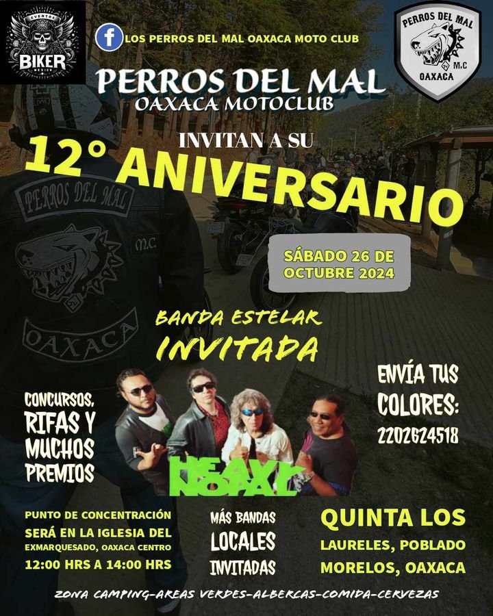 12 aniversario perros del mal motoclub oaxaca