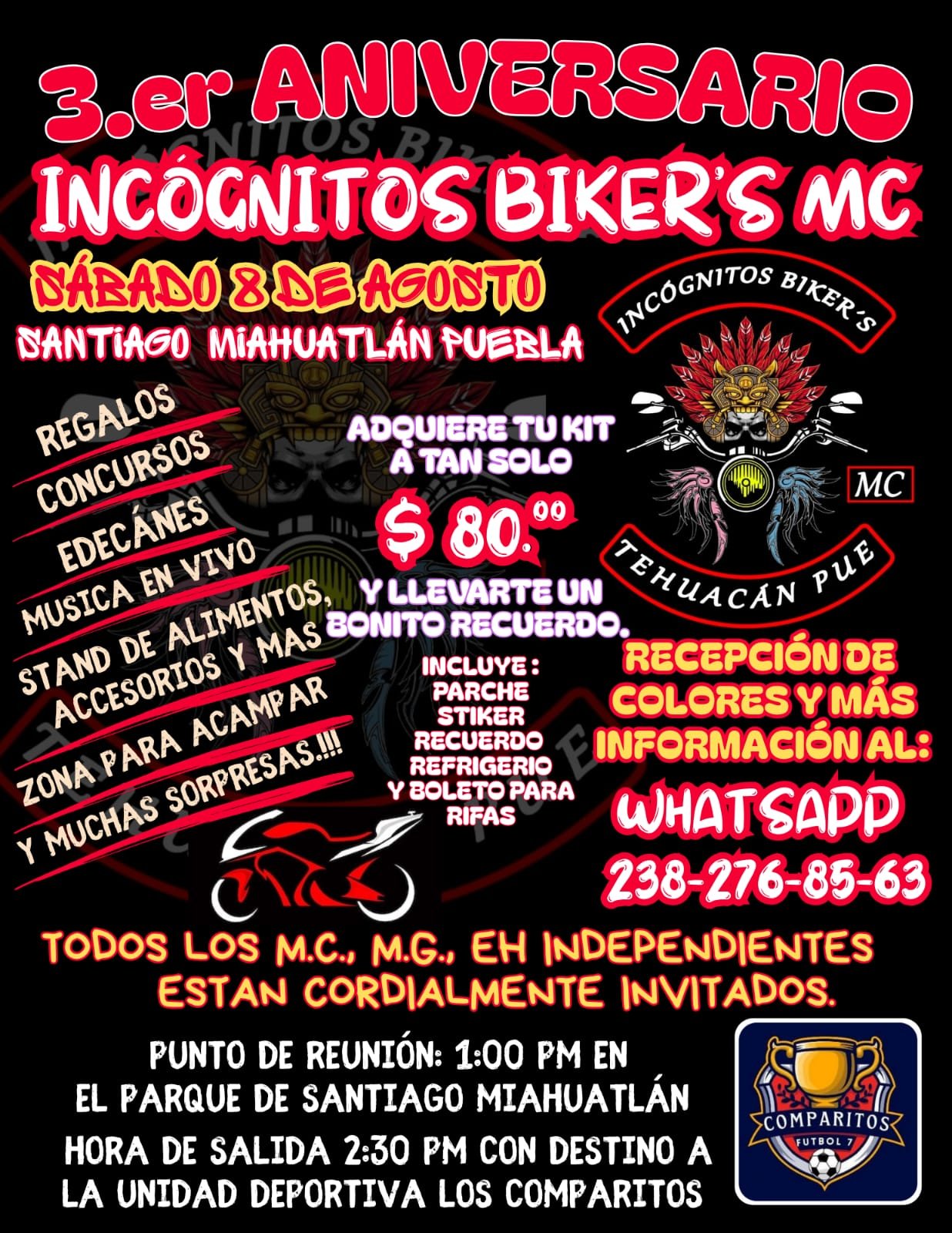3er aniversario INCOGNITOS BIKERS MC TEHUACÁN