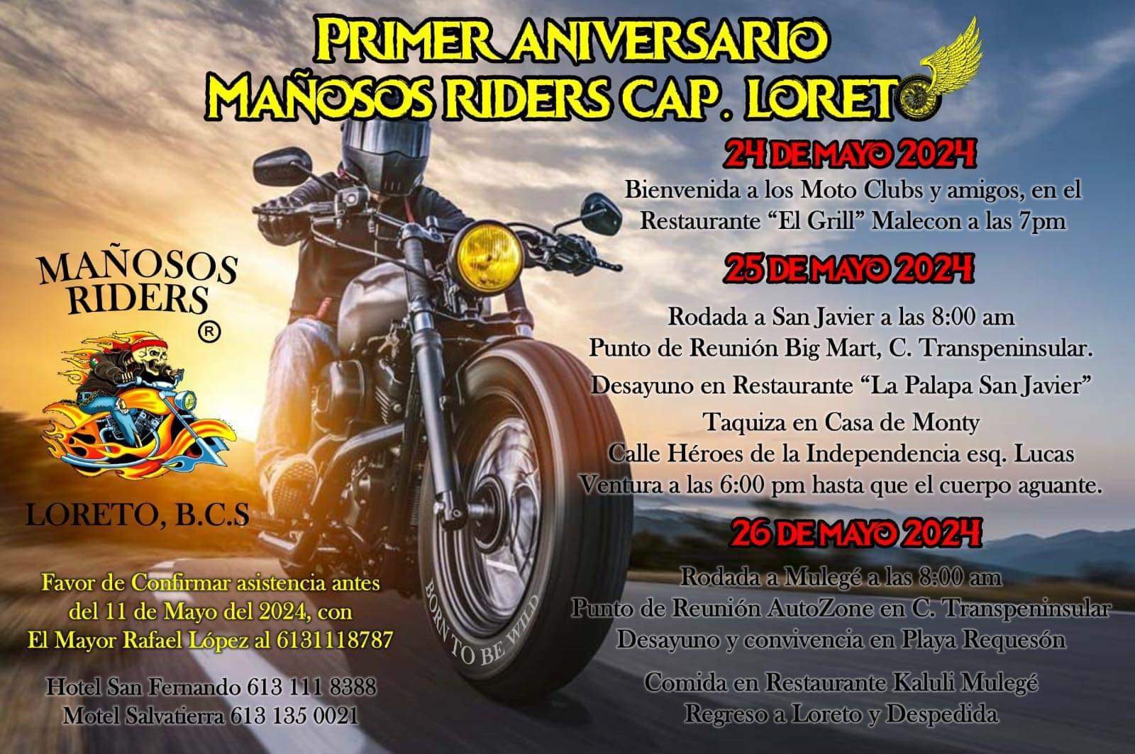 1er aniversario mañosos riders capítulo loreto, bcs