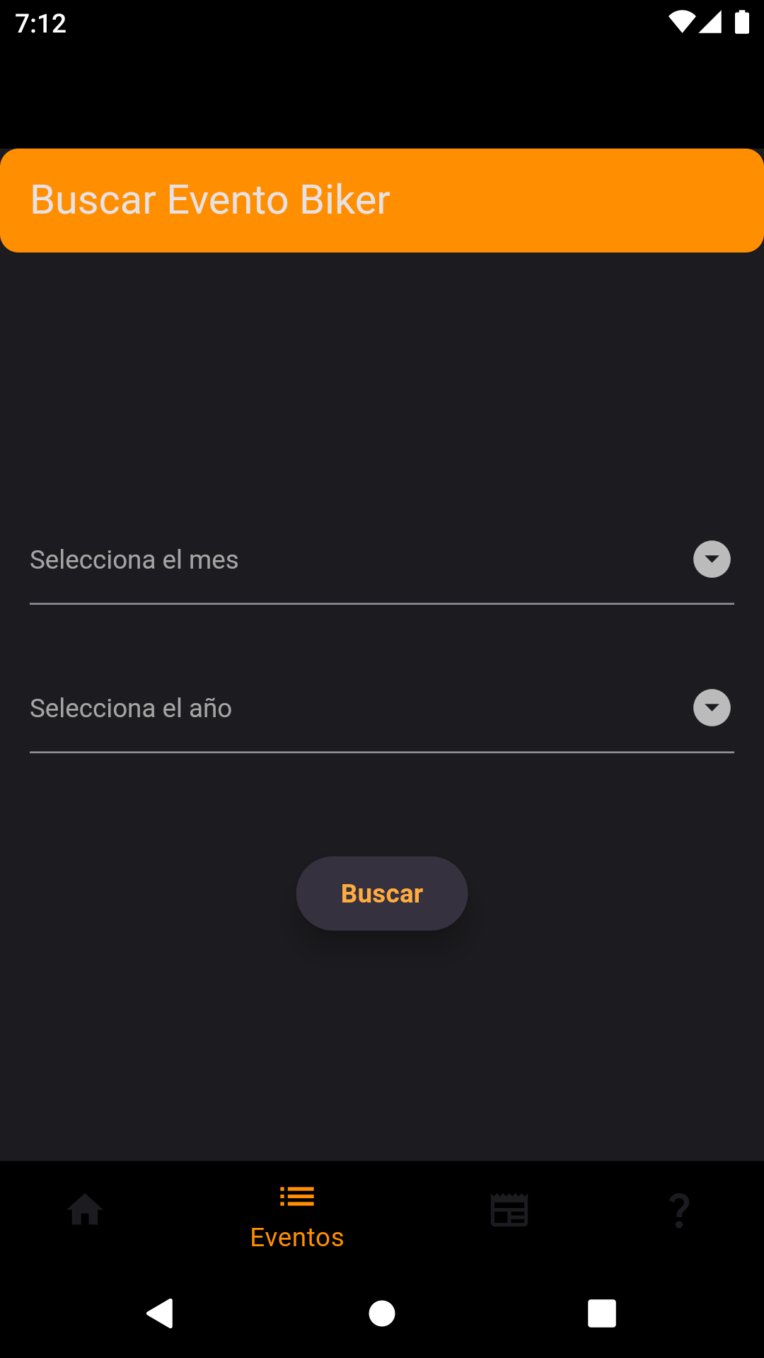 Pantalla de búsqueda de la app